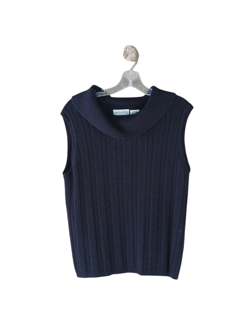 3/$15 White Stag Black Sleeveless Cable Knit Cowl Neck Sweater XL